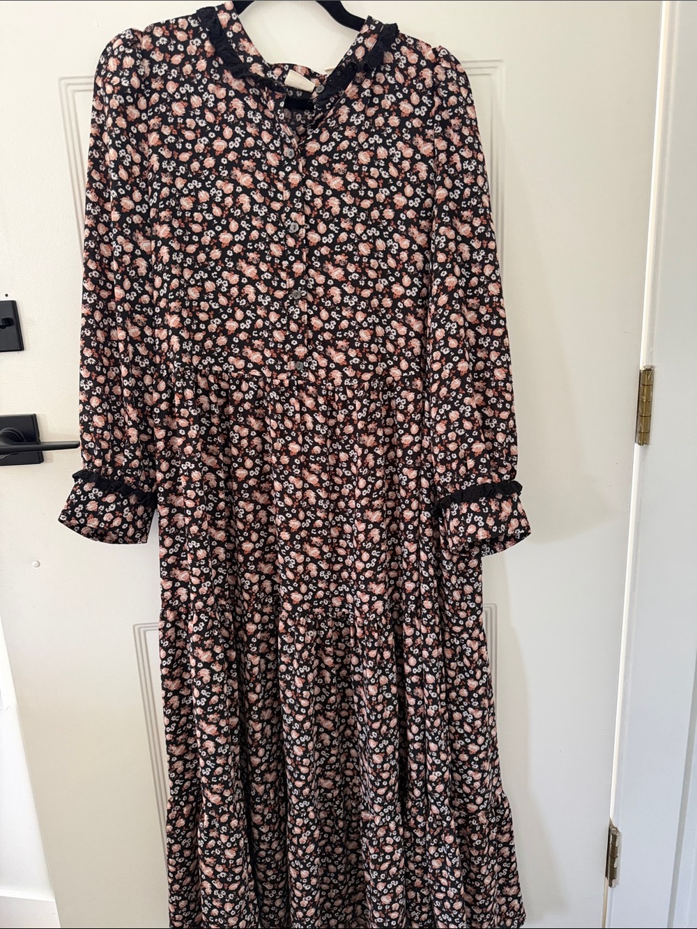 Levi's Black Maxi Dress with Pink Floral Print